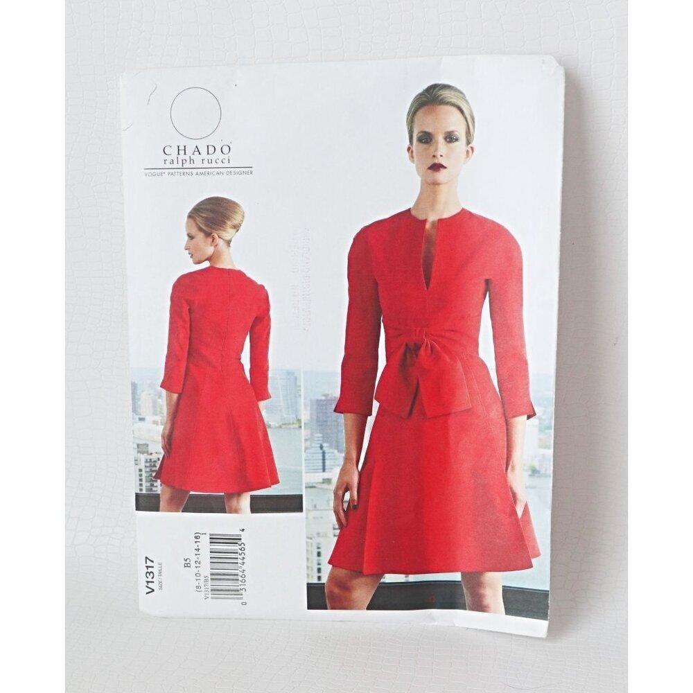 Vogue Sewing Pattern V1317 Chado Ralph Rucci Womens Dress Topstitch Detail  Size